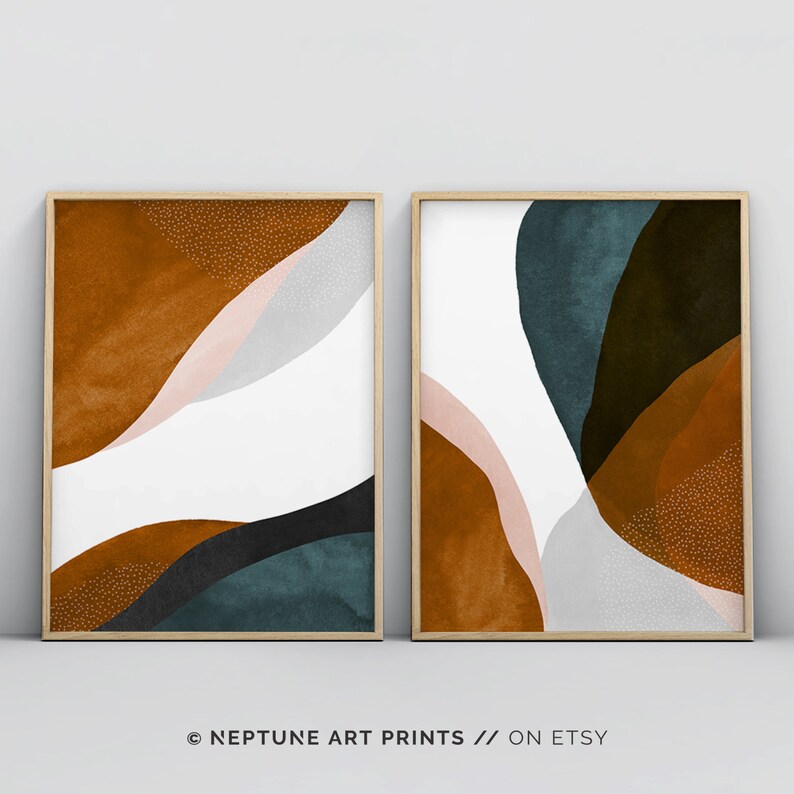Earth Tone Wall Art Minimalistic Wall Art 2 Piece Wall Art Etsy