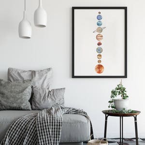 Solar System Printable, Watercolour Solar System, Watercolor Painting, Planets, Instant Download, Planet Print, Galaxy Printable Wall Art image 4