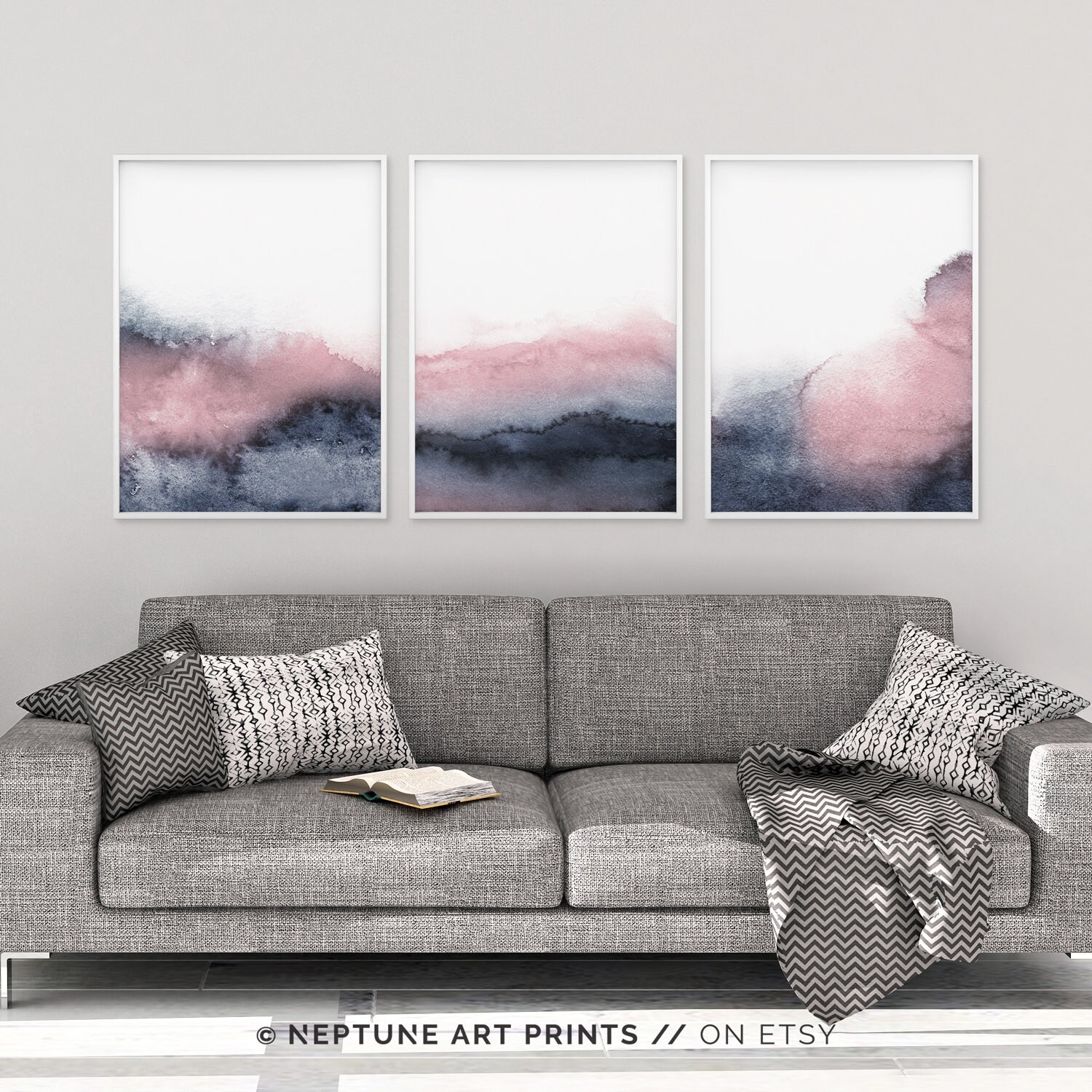 Set of 3 Piece Wall Art Printable Print Set Pink Blue Etsy Canada