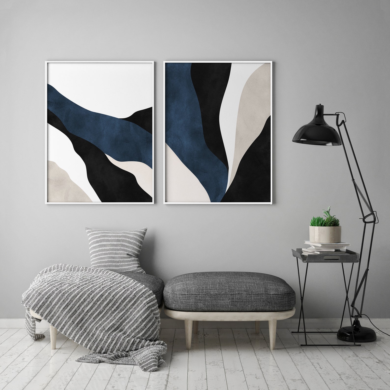 Abstract Blue Wall Art Large Painting Art Bedroom Wall Art Etsy