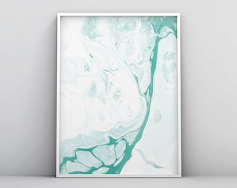 Pastel Green Poster, Mint Green Print, Abstract Teal Printable, Mint Green Watercolour Wall Art, Digital Download, Minimalist Art Home Decor