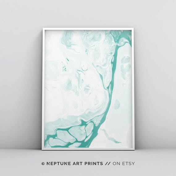 Abstract Teal Print Blue Green Art Print Modern Teal Wall Art Teal Watercolour Turquoise Mint Home Decor Poster Minimal Teal Painting