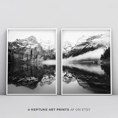 Black and White Mountain Print Minimal 2 Piece Print - Etsy Canada