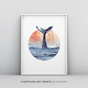Set of 3 Whale Art Print, Bathroom Art, Sea Life Print, Baby Room ...
