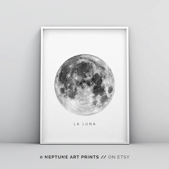 Full Moon Poster Art, Lunar Moon Print, Digital Download La Luna Moon Poster,  Vintage Luna Print, Solar System Art, Celestial Dorm Room Art -  Canada