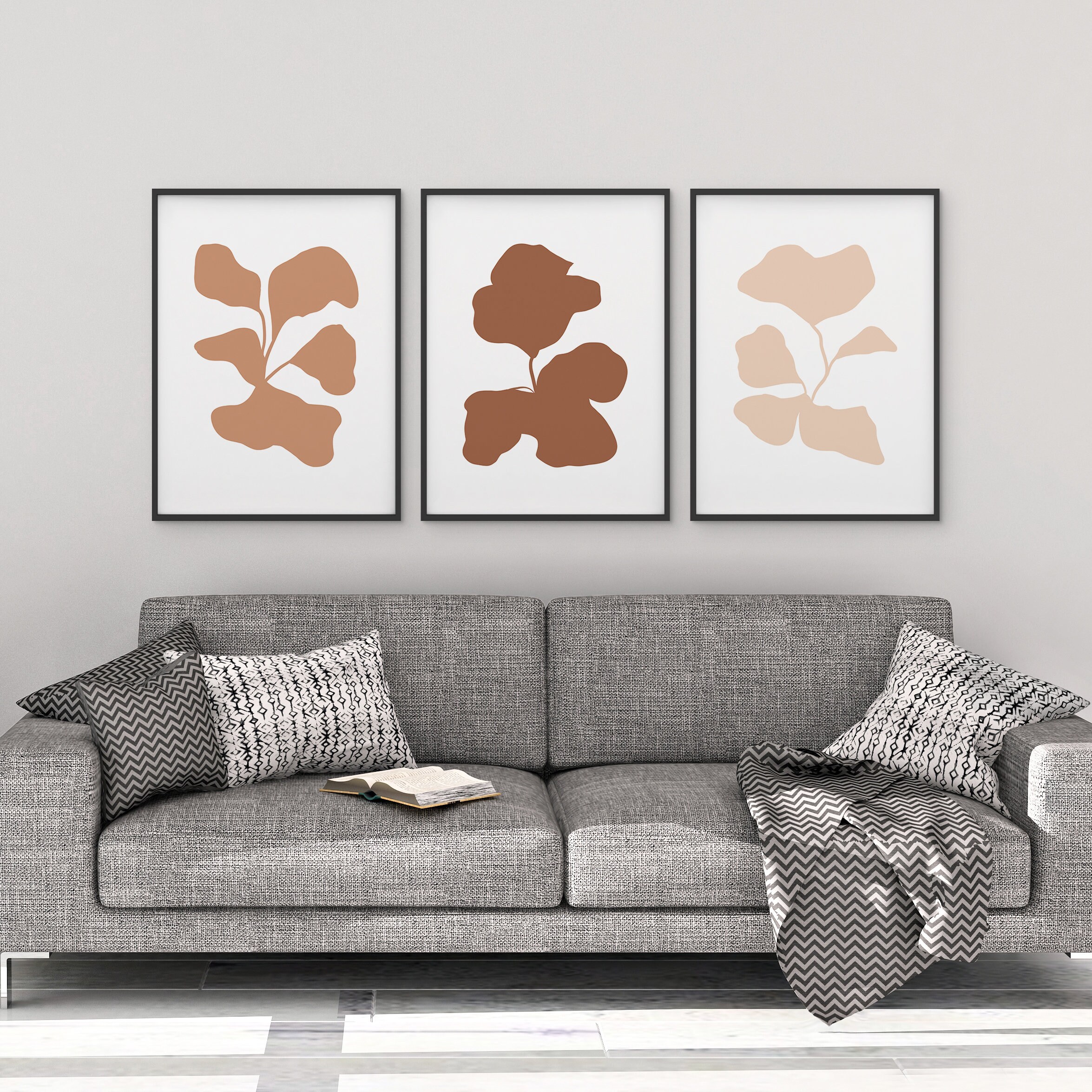 Printable Wall Art Set of 3 Piece Neutral Wall Art Abstract | Etsy
