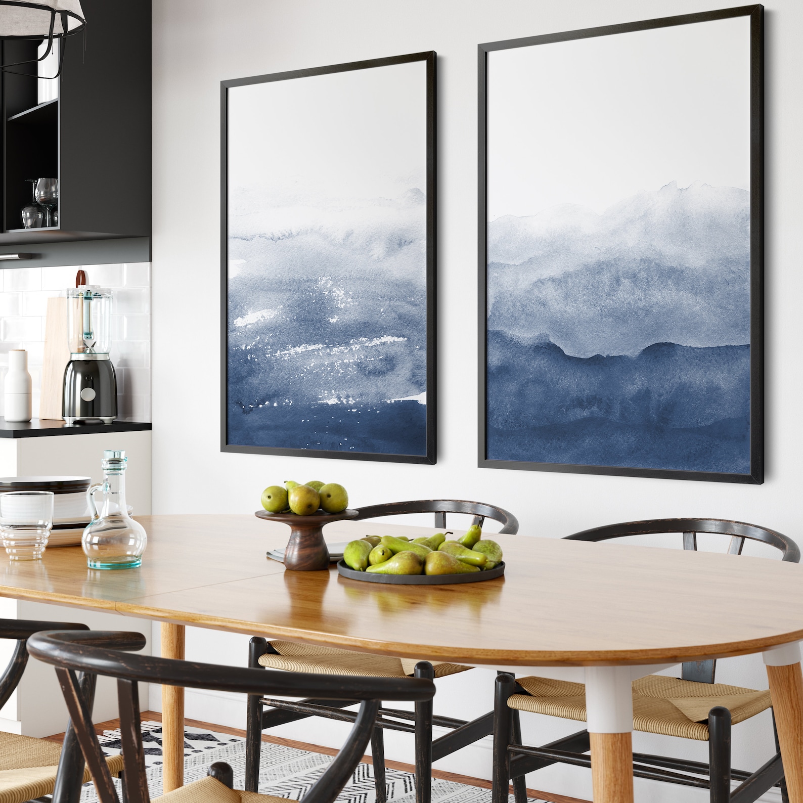 Blue Wall Art, Watercolor Prints, Navy Blue Wall Art, Blue Abstract