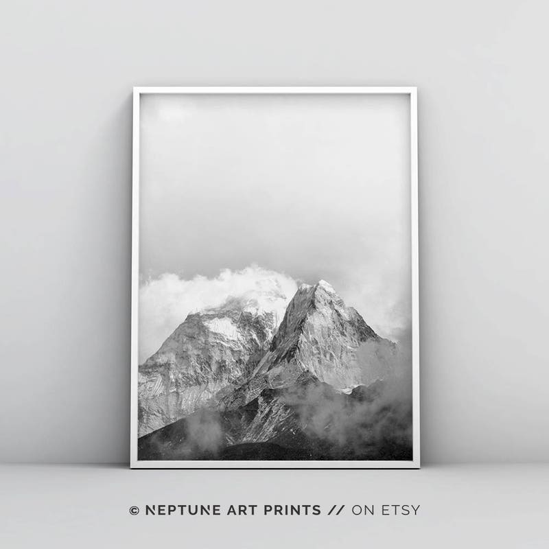 Black and White Mountain Print - Etsy