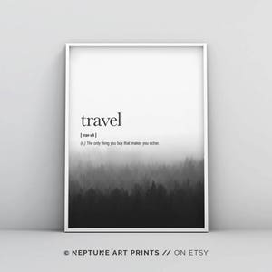 Travel Definition Printable, Travel Definition Print, Definition Prints, Inspirational Wall Art, Motivational, Quote, Poster, Home Decor Art