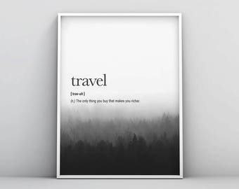 Travel Definition Printable, Travel Definition Print, Definition Prints, Inspirational Wall Art, Motivational, Quote, Poster, Home Decor Art