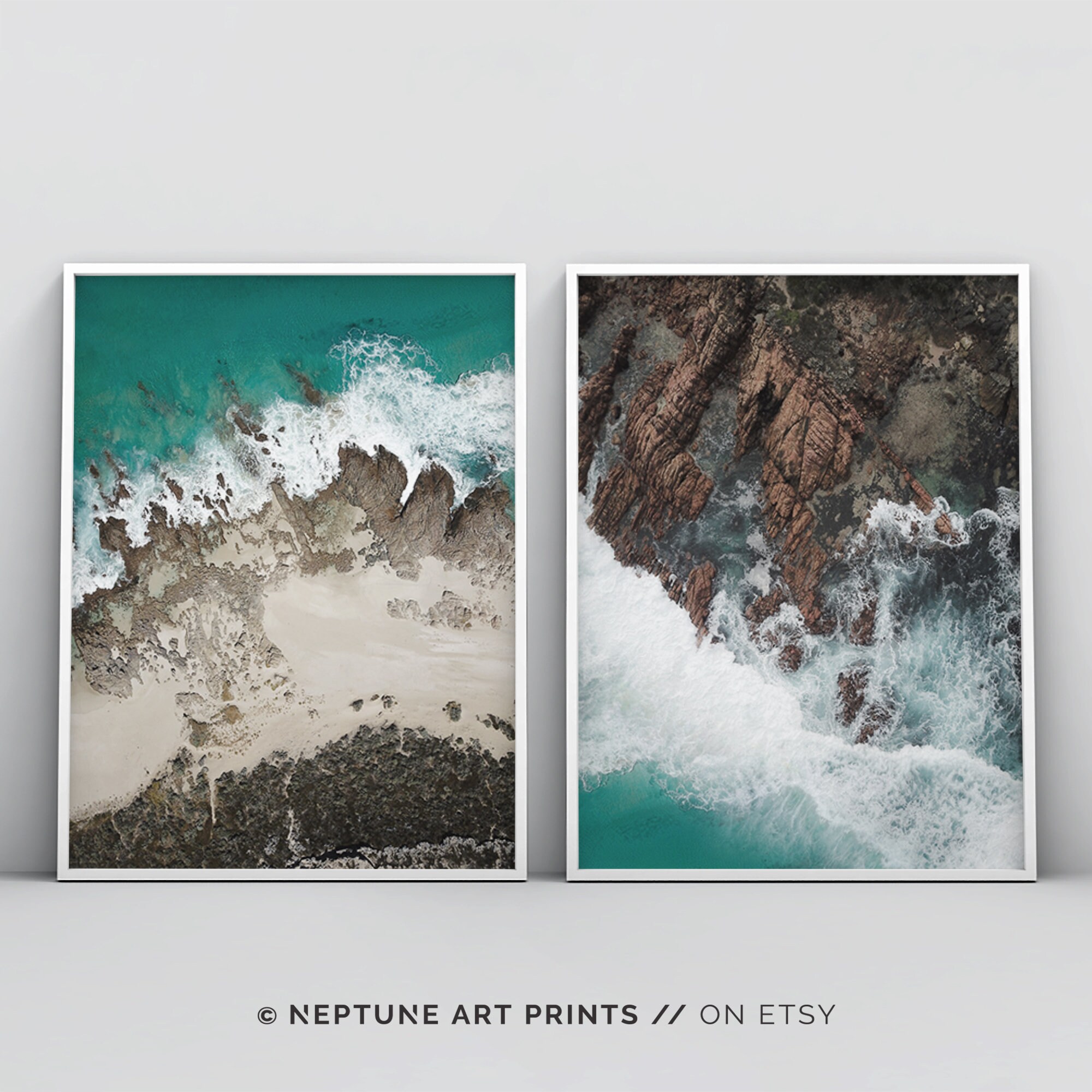 Set of 2 Coastal Beach & Ocean Wall Art Prints A3 A2 A1 Sizes Set of 2 Coastal Beach & Ocean Wall Art Prints A3 A2 A1 Sizes