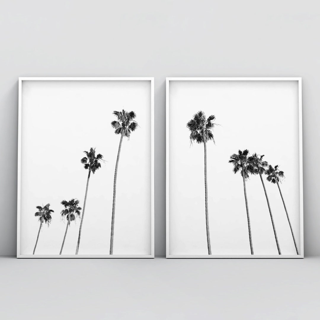 Black and White Palm Trees Print, Black and White Tropical Tree Print ...