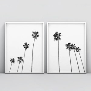 Black and White Palm Trees Print, Black and White Tropical Tree Print, 2 Piece Wall Art, Palm Trees Wall Art, Palm Tree Photo Tropical Decor