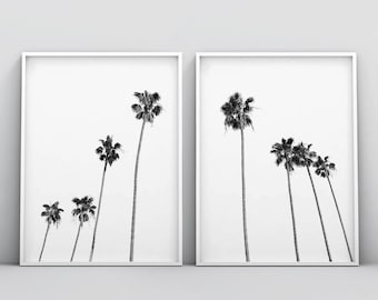 Black and White Palm Trees Print, Black and White Tropical Tree Print, 2 Piece Wall Art, Palm Trees Wall Art, Palm Tree Photo Tropical Decor