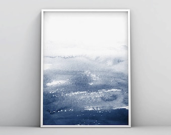 Digital Download, Large Wall Art, Abstract Wall Art, Blue Abstract Print, Minimalist Wall Art, Watercolour Art, Navy Blue, Modern Art, Decor
