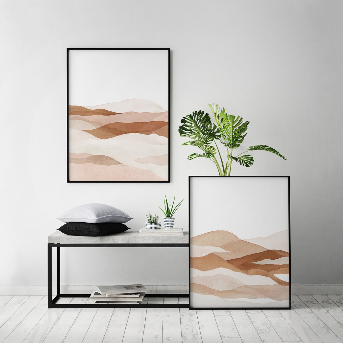 Set of 2 Piece Neutral Wall Art Abstract Painting Wall Art Etsy