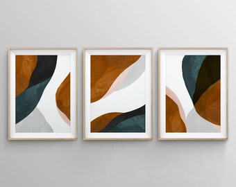 Printable Wall Art, Earth Tone Wall Art, Bedroom Wall Art, Minimalistic Wall Art, 3 Piece Wall Art, Rust Poster Set, Terracotta Art Prints