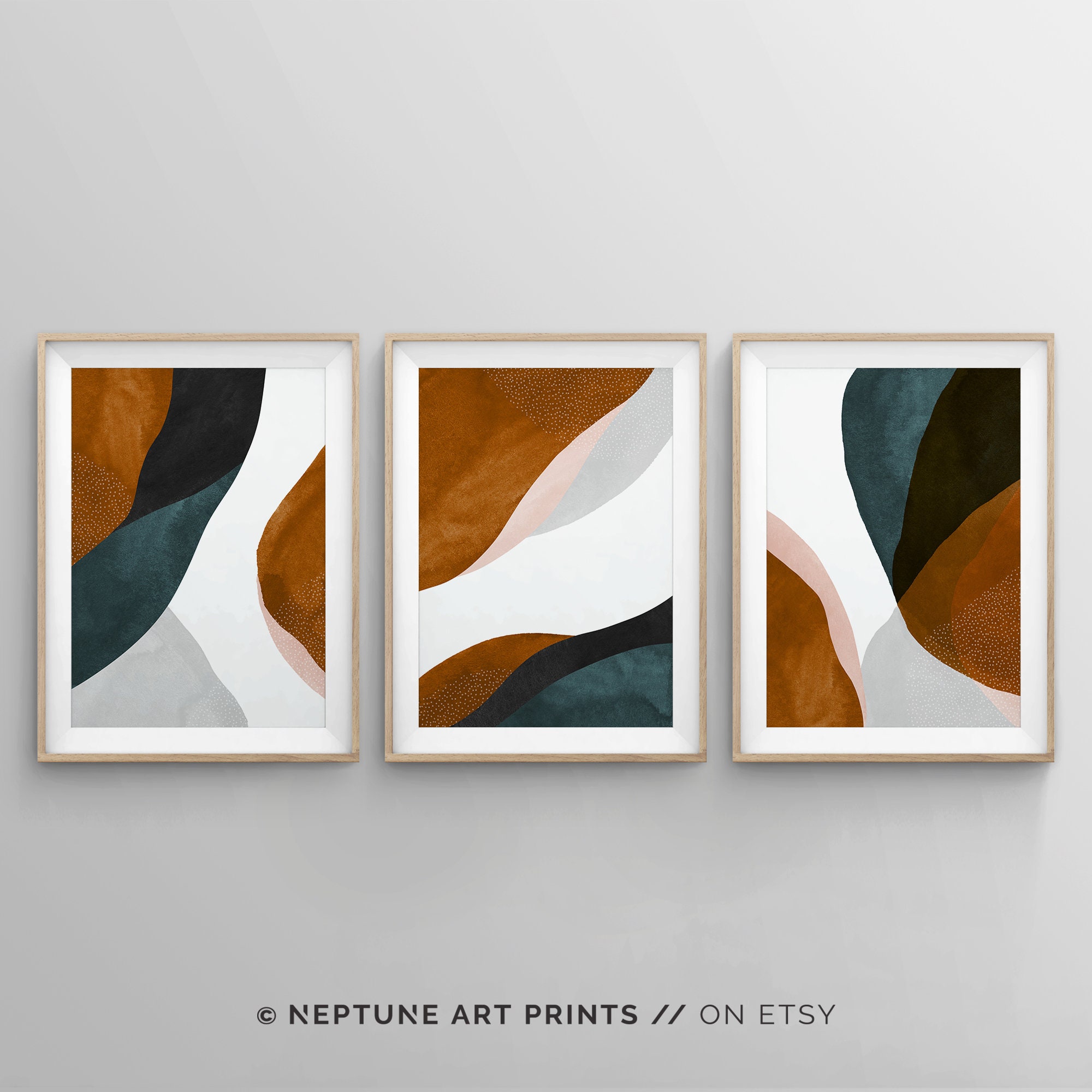 Home & Living Wall Decor 3 Piece Abstract Floral Wall Art Earth Tone