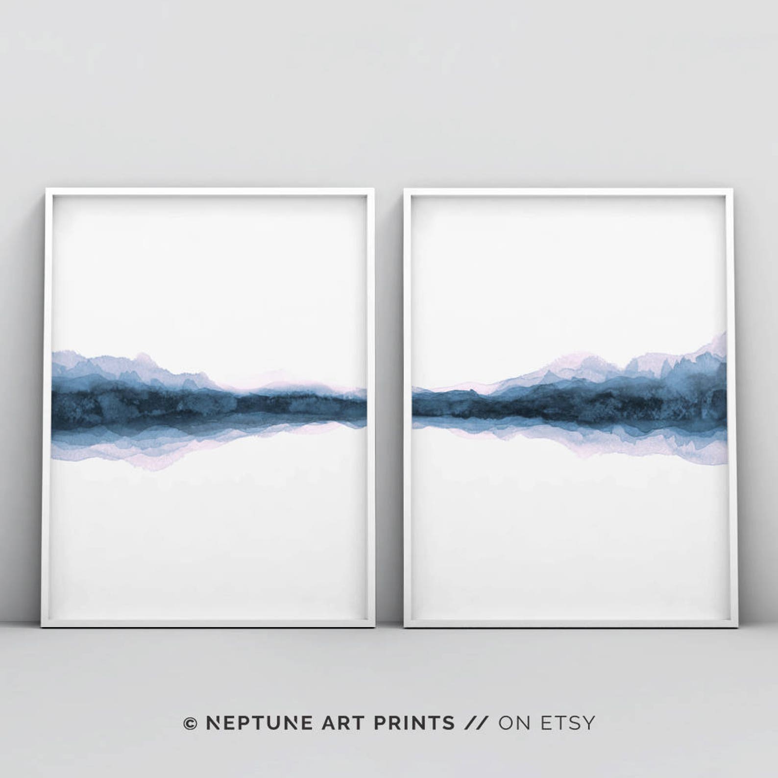 Set of 2 Blue Wall Art 2 Piece Printable Landscape Etsy