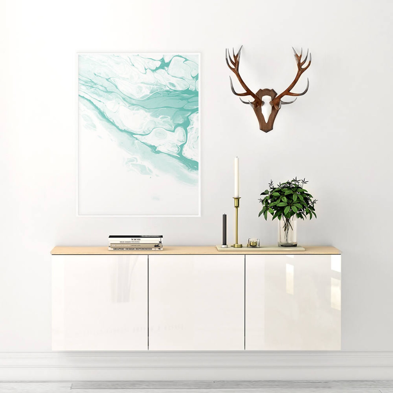 Pastel Art Mint Green Wall Art Mint Green Art Watercolor Etsy