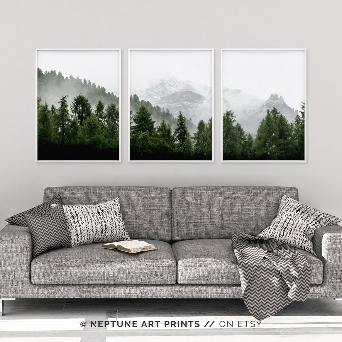3 Piece Forest Wall Art Print Set of 3 Forest Landscape Art Etsy