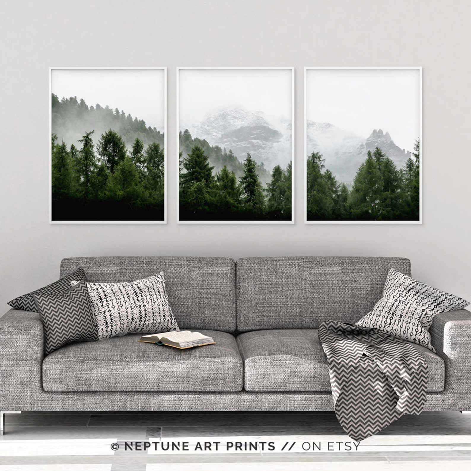 3 Piece Forest Wall Art Print Set of 3 Forest Landscape Art - Etsy