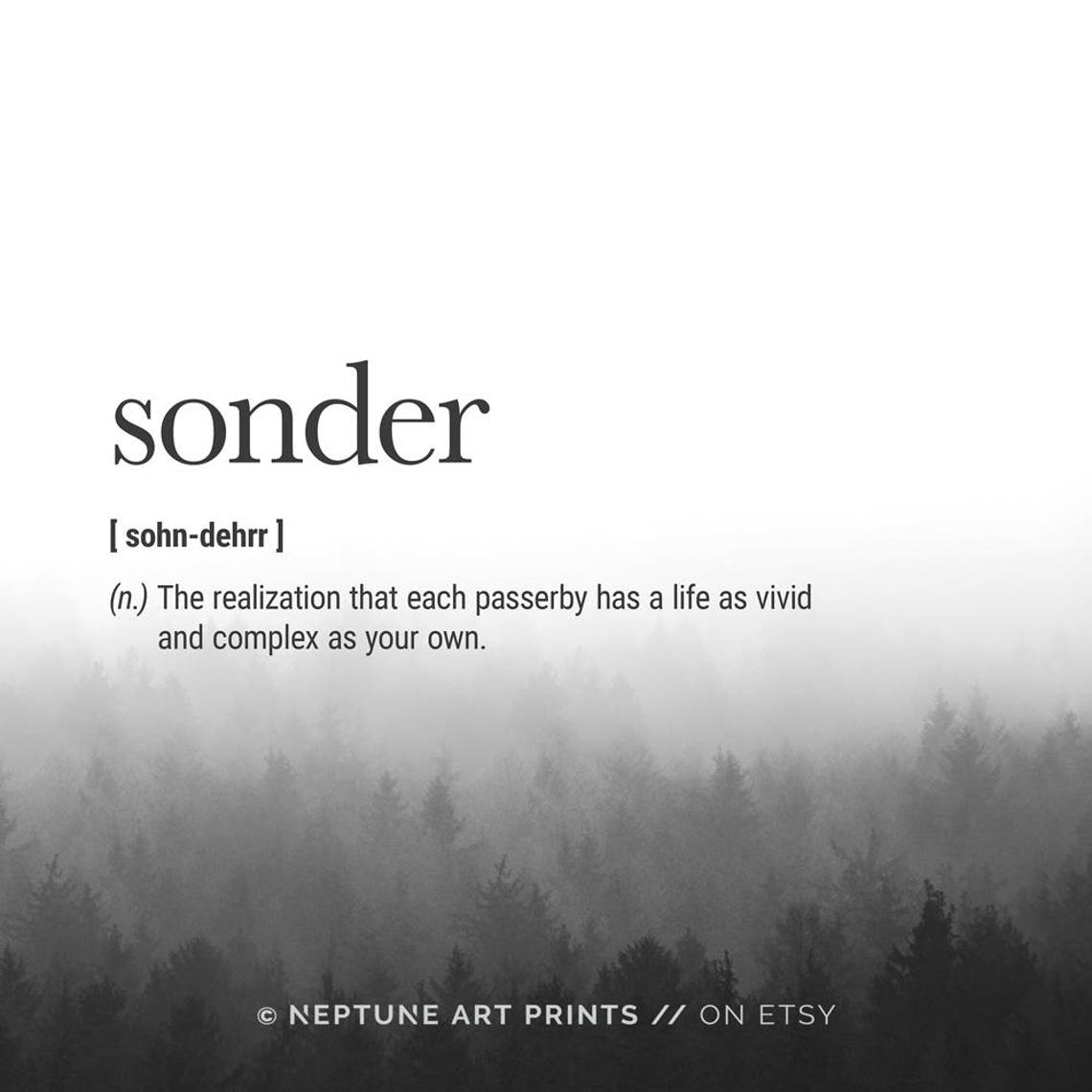 Sonder Definition Printable Definition Print Word Definition - Etsy
