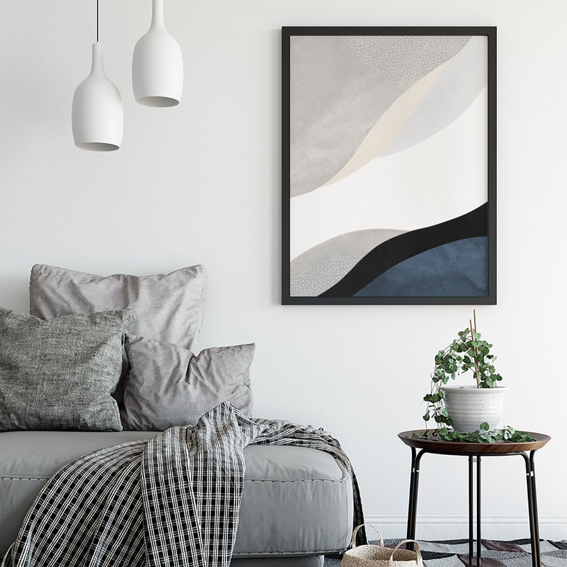 3 Piece Art Prints Navy Blue Wall Art Abstract Wall Art Etsy