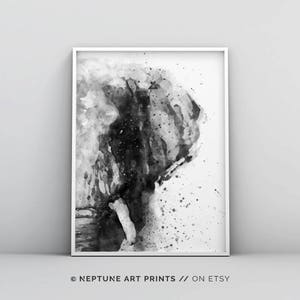 Elephant Watercolour, Large Animal Prints, Animal Wall Art, Large Abstract Decor, Safari Animals, Jungle Woodland Printable Digital Download image 1