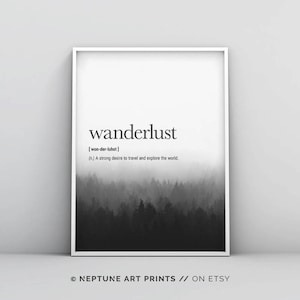 Wanderlust Definition Printable, Word Definition Print, Travel Definition Wall Art, Travel Words Print, Home Decor, Wanderlust Printable