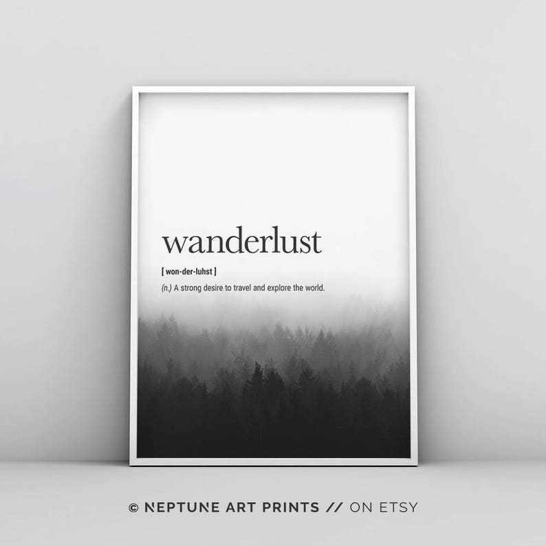 Wanderlust Definition Imprimable, Word Definition Print, Travel Definition Wall Art, Travel Words Print, Home Decor, Wanderlust Printable image 1