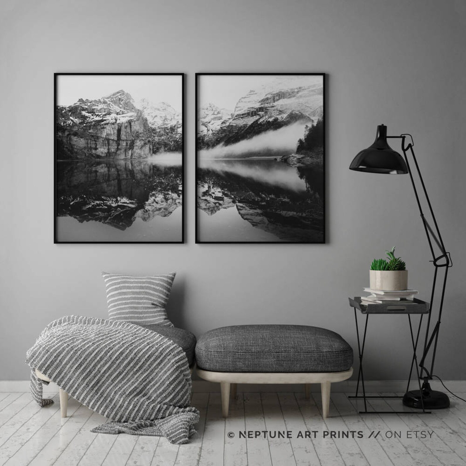 Reflection Mountain Print Black and White Wilderness | Etsy