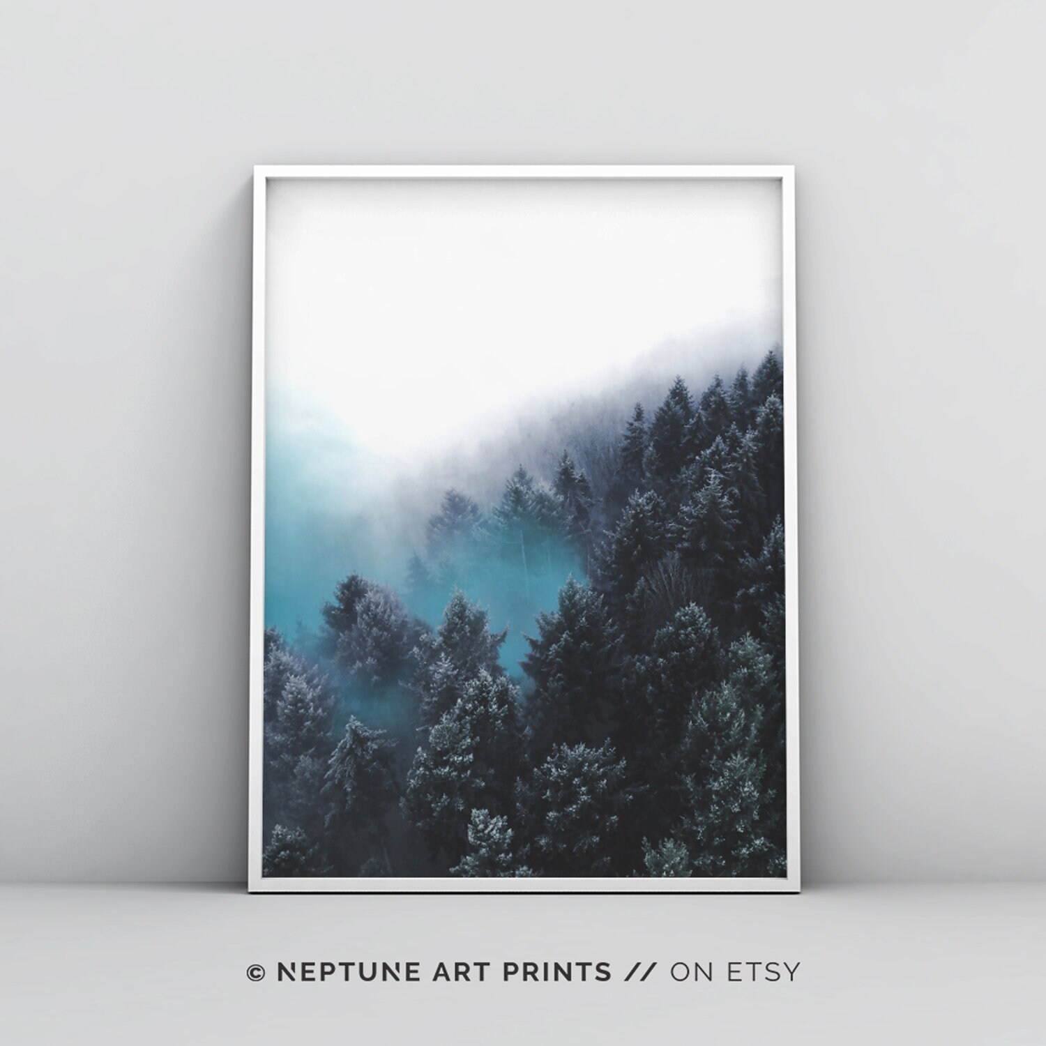 Printable Wall Art Blue Forest Wall Art Blue Landscape Art Etsy
