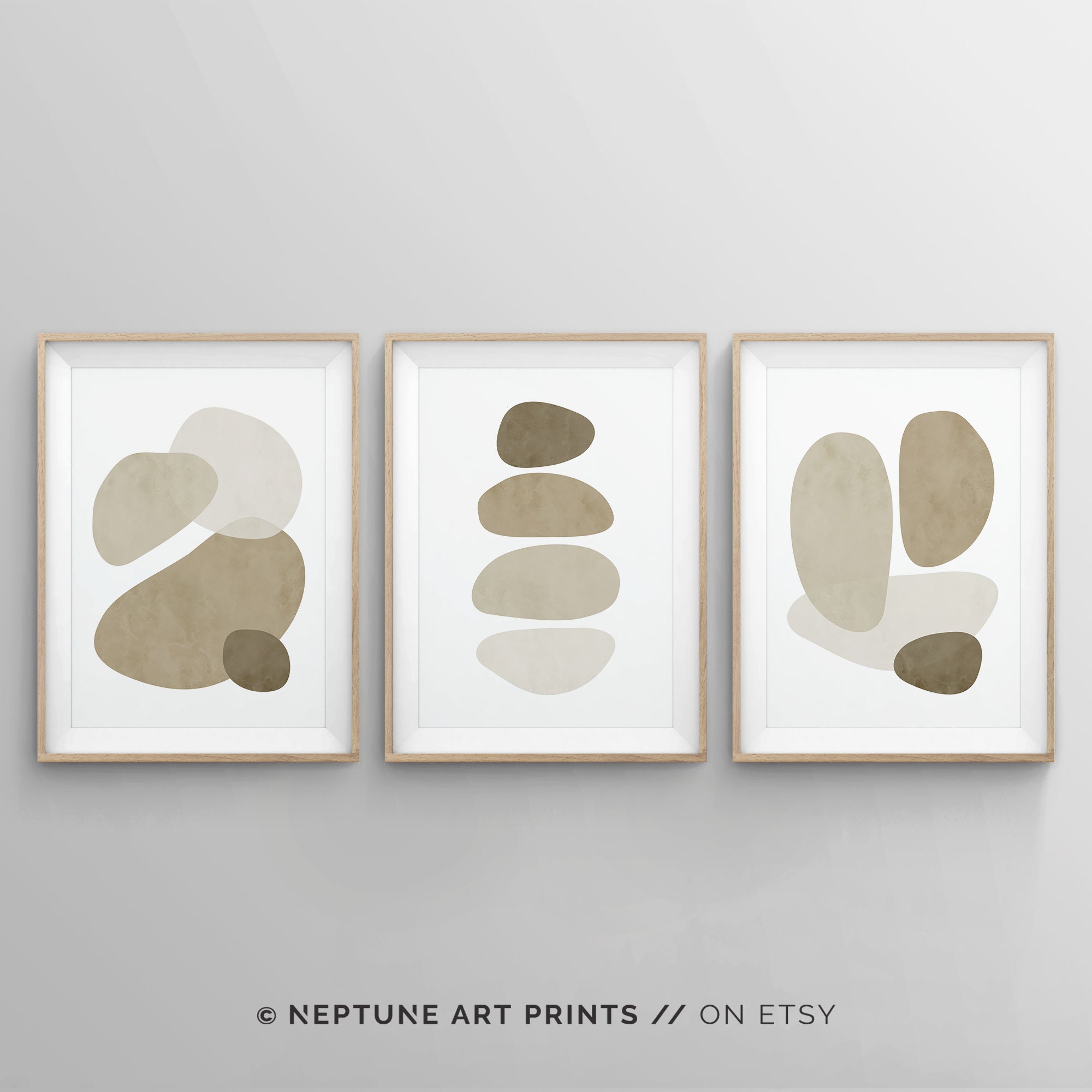 3 Piece Beige Boho Wall Art Poster Print Abstract Mid Century - Etsy