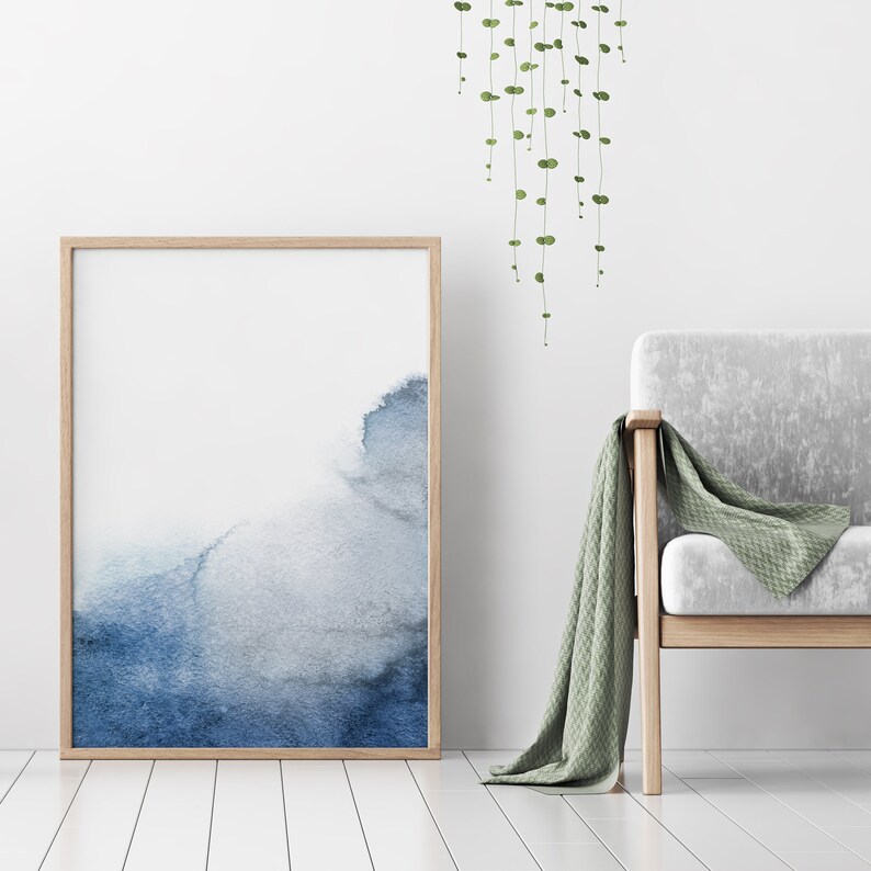 Set of 3 Blue Gray Wall Art Printable Abstract Art Blue Grey Etsy