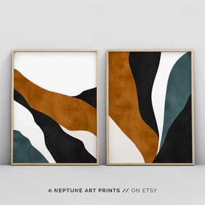Jewel Tone Wall Art, Printable Wall Art, Terracotta Art, Earth Tone Wall Art, Set of 2 Art Prints, Modern Minimalistic Contemporary Painting