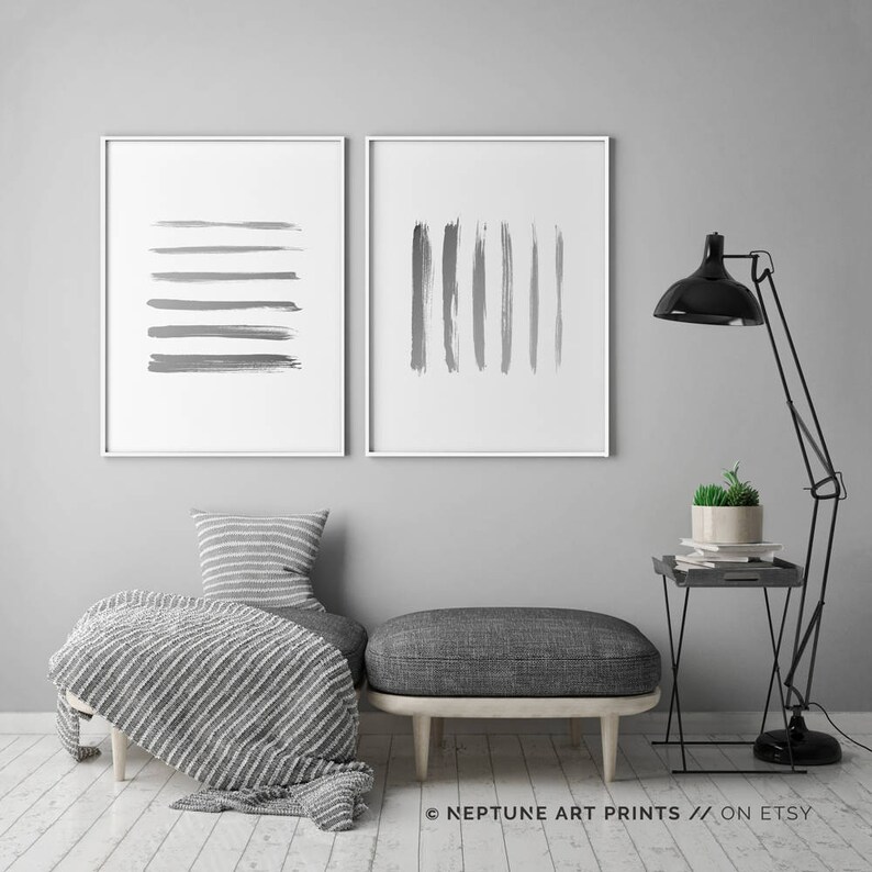 Minimalist Line Art Printable Wall Art Grey White Poster Etsy