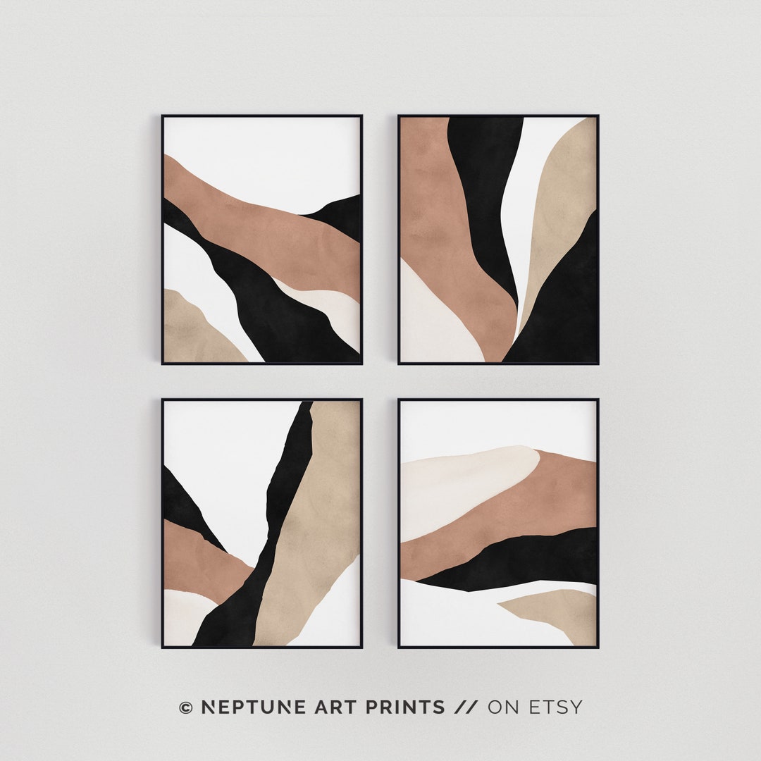 Bedroom Wall Art Set of 4 Art Prints Neutral Wall Art Etsy