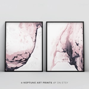 Set of 2 Large Pink Blush Art, Watercolor Printable, Modern Posters