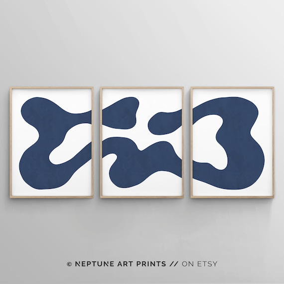 Blue Wall Art Printables Set of 3 Piece Wall Art Prints - Etsy