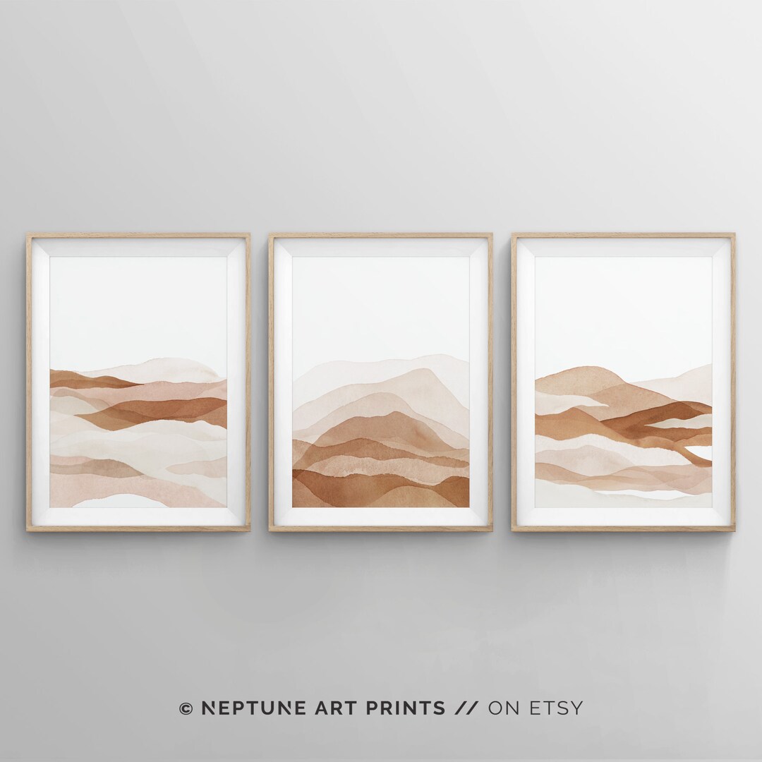 Printable Wall Art, Set of 3 Piece Neutral Wall Art, Abstract Painting ...