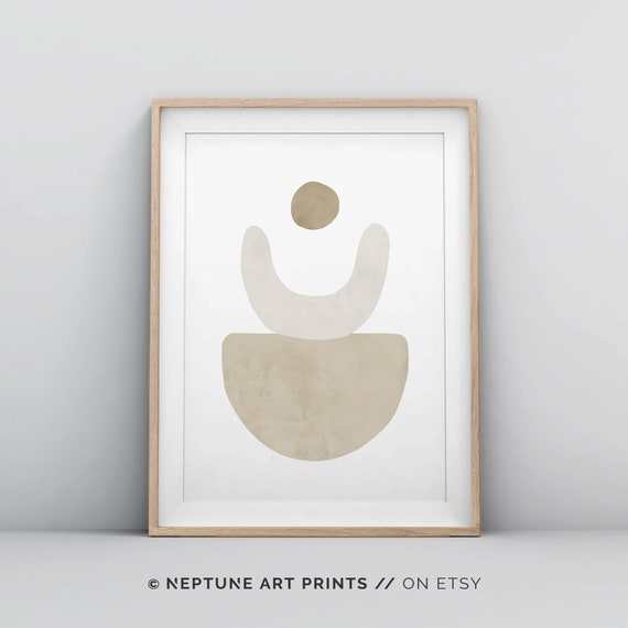 Abstract Neutral Tone Wall Art Print, Mid Century Modern Wall Art Printable, Scandinavian Earth Tone Art, Instant Download, Printable Poster