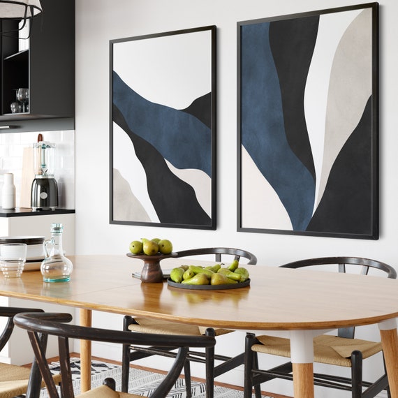 Blue wall art for dining room deals