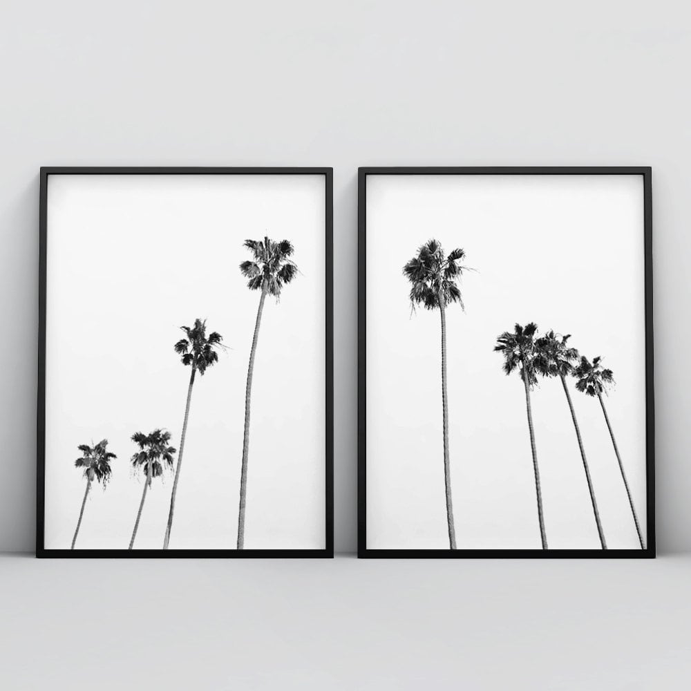 Black and White Palm Trees Print, Black and White Tropical Tree Print ...
