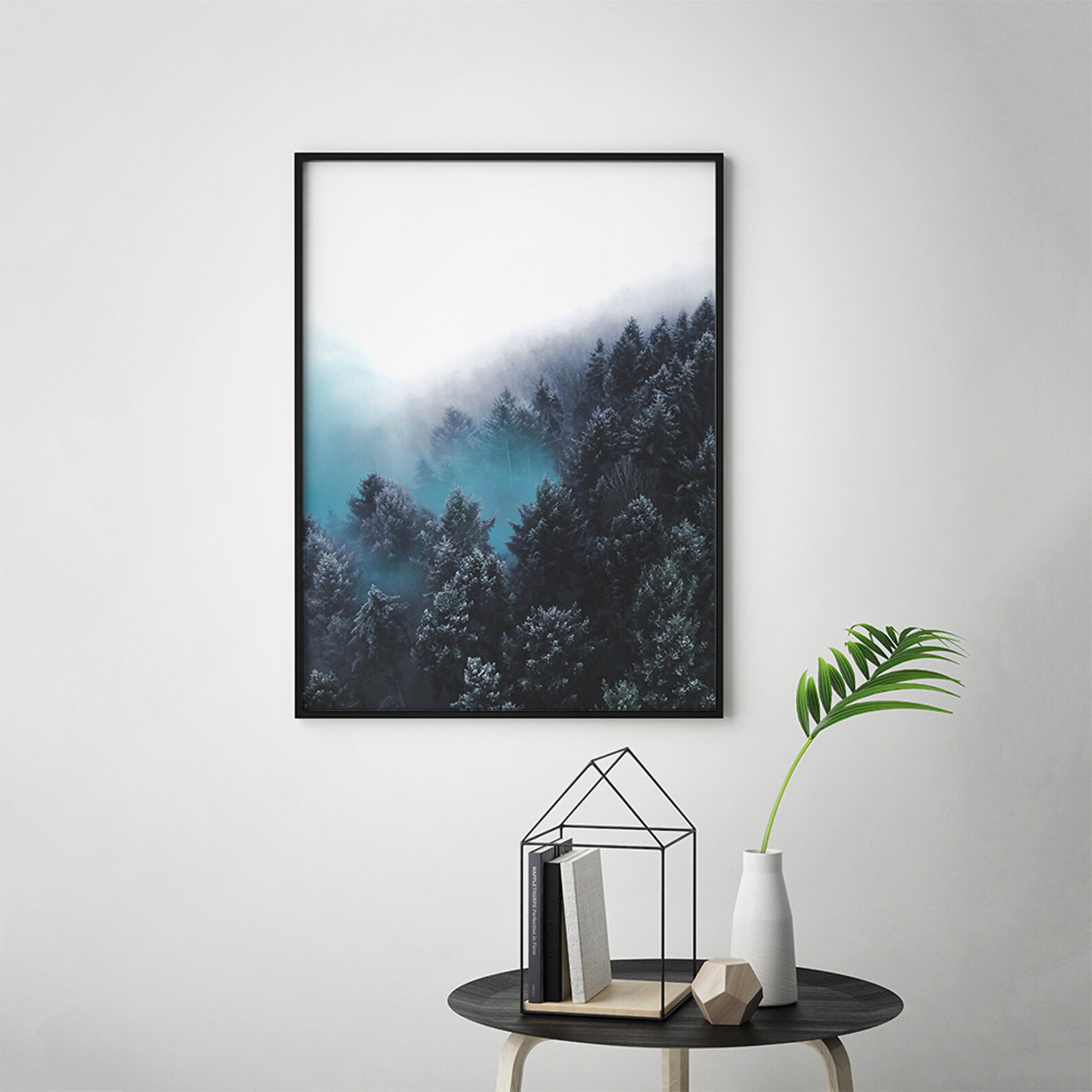 Printable Wall Art Blue Forest Wall Art Blue Landscape Art Etsy