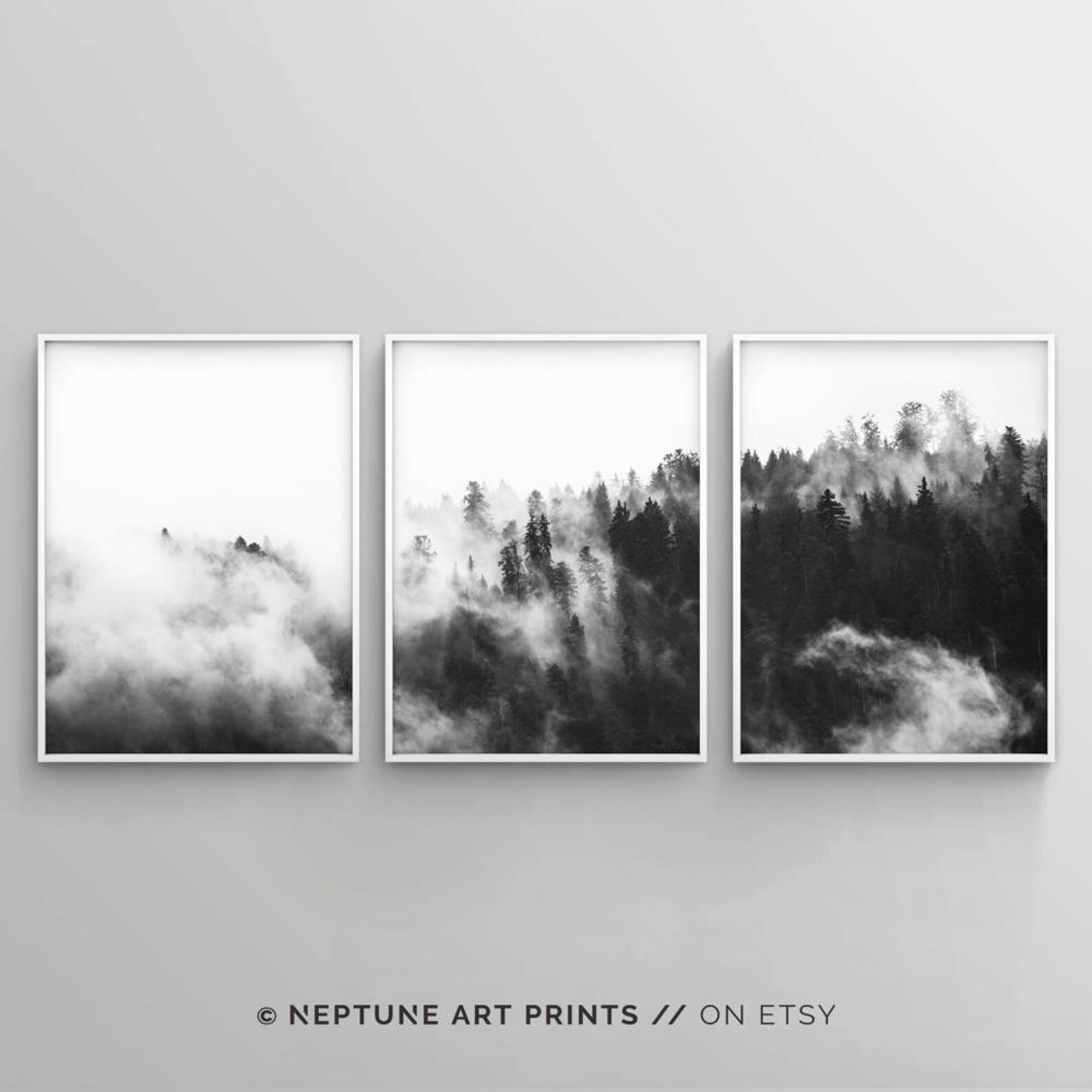 Forest Wall Art Black and White Art Woodland Wall Art Etsy