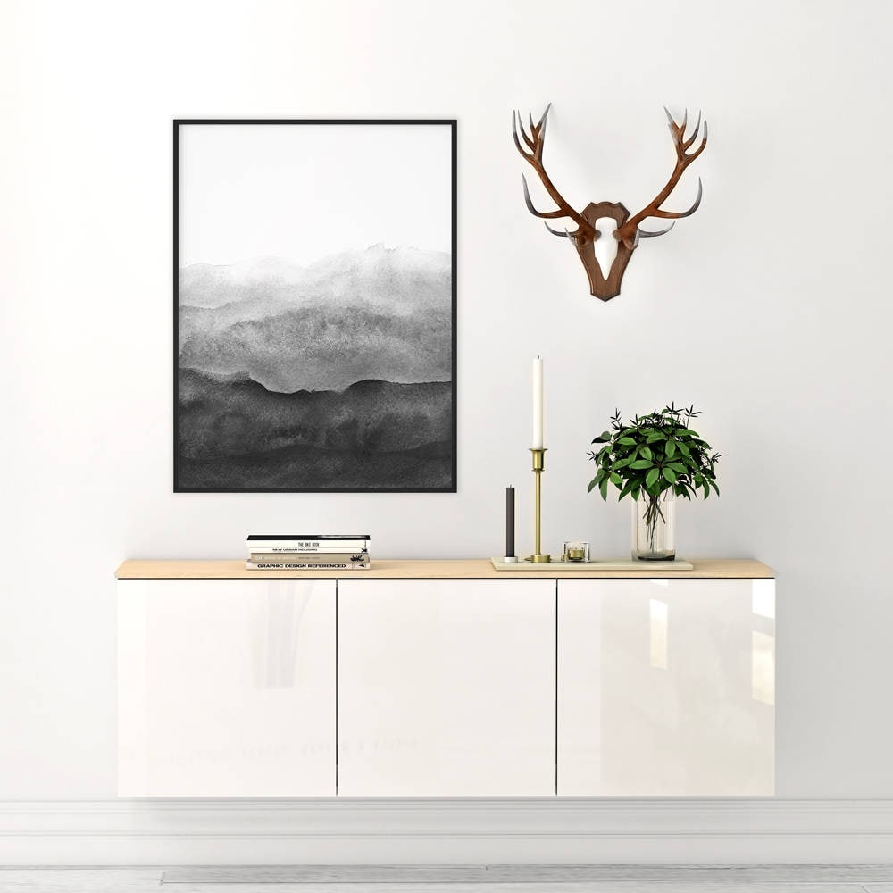Contemporary Art, Black White Abstract Wall Art, Printable
