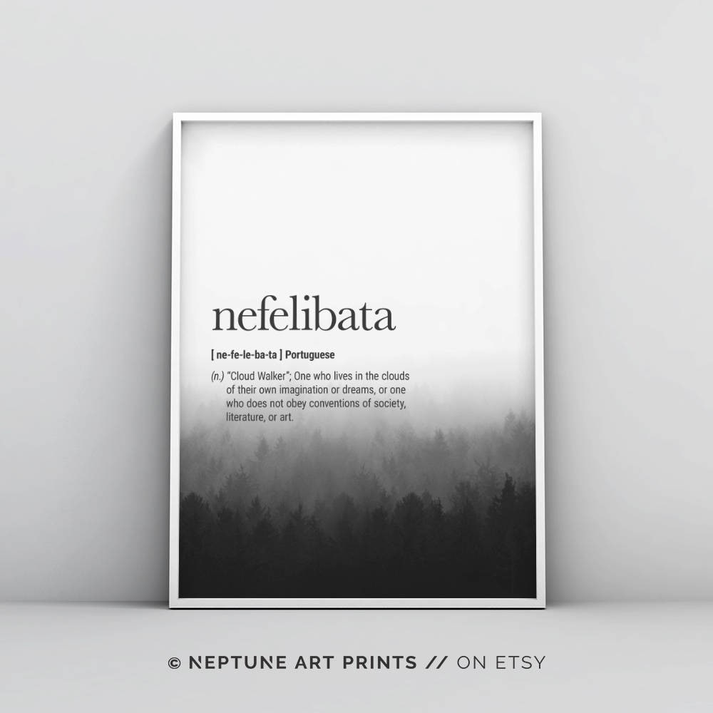 Nefelibata Definition Prints, Digital Download Instant Download