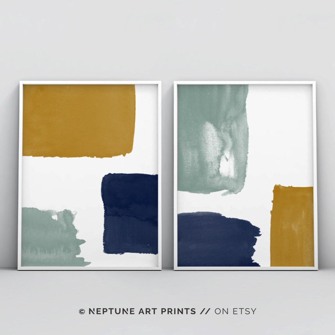 Mid Century Modern Wall Art, Set of 2 Printable Wall Art, Geometric ...