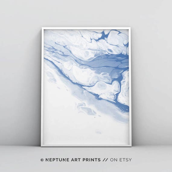 Abstract Blue Watercolour Print, Pastel Blue Print, Blue Grey Watercolor Printable, Blue Gray White Art Print, Modern Painting, Home Decor